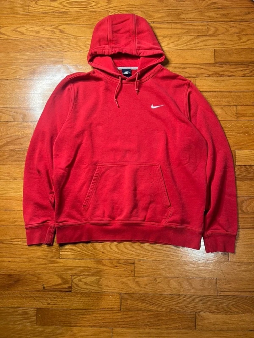 Nike Red Men's Hooded Sweatshirt with White Swoosh